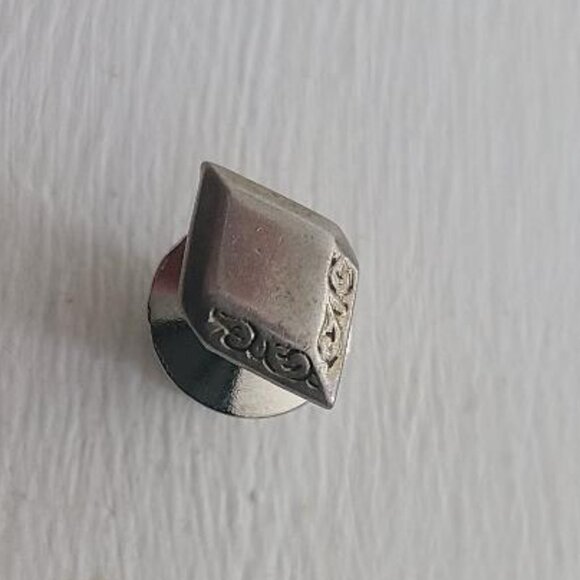Sterling Silver Diamond Shape Vintage Lapel Pin Tie Tack Brooch - Picture 1 of 4